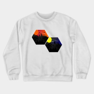 Sunset and starry night in hexagon vector art, aesthetic geometric design Crewneck Sweatshirt